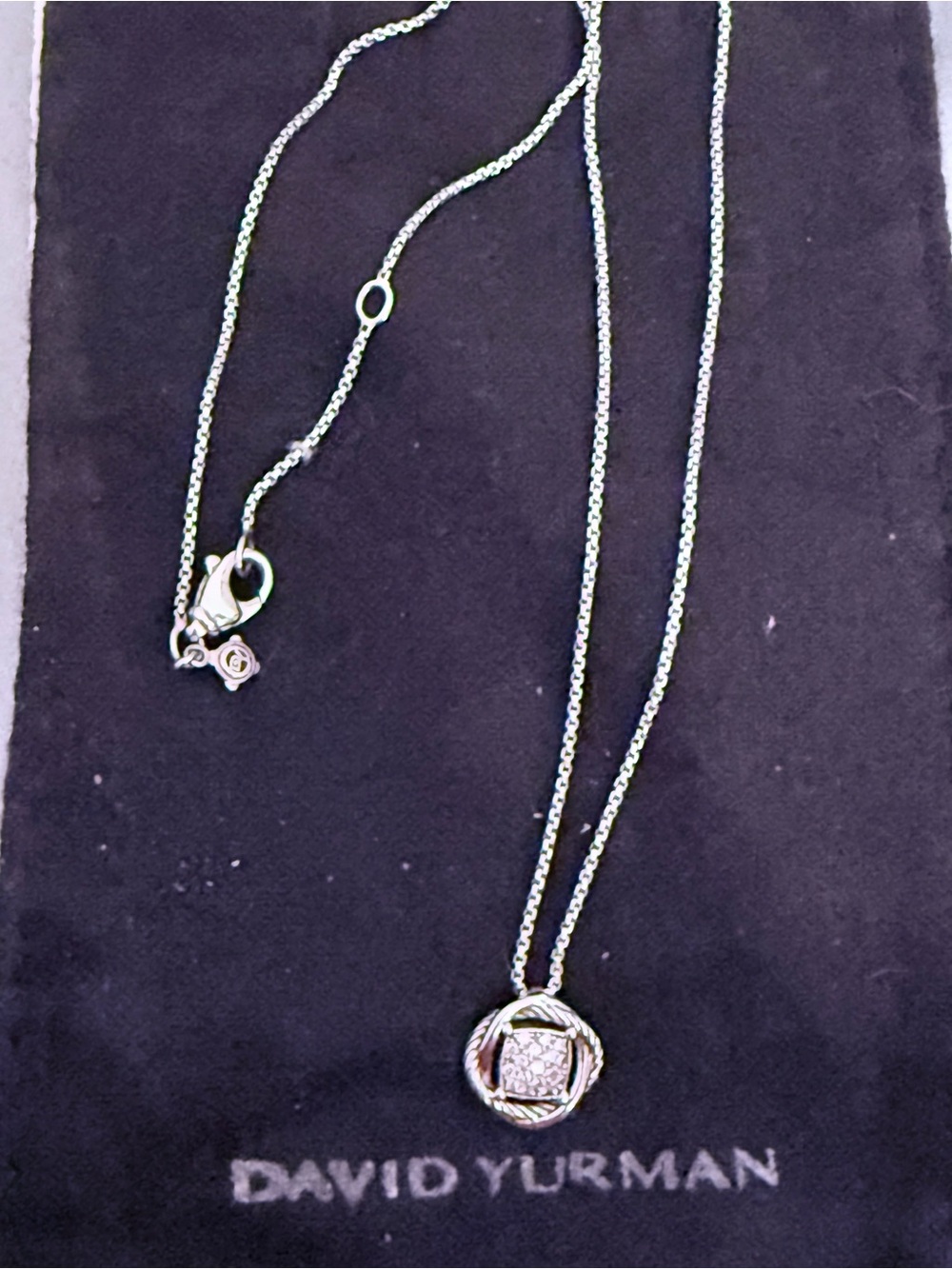 David Yurman Silver Infinity Pendant Necklace with Diamonds
